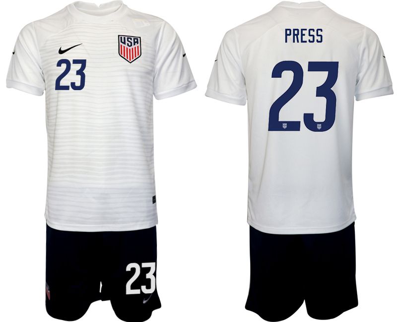 Men 2022 World Cup National Team United States home white 23 Soccer Jersey